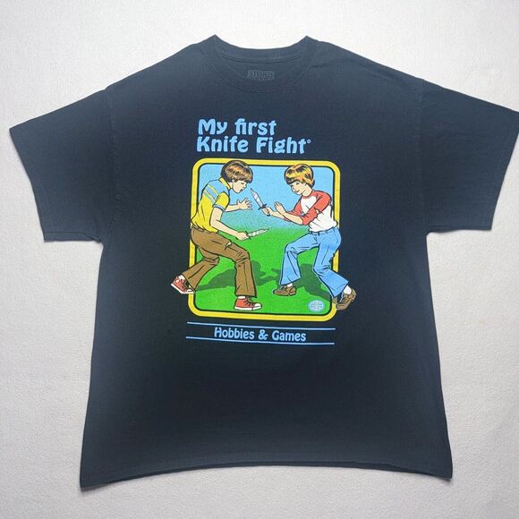 Steven Rhodes Other - Steven Rhodes My First Knife Fight T-Shirt Men's Size XL Black Short Sleeve